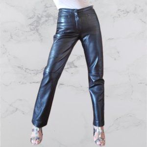Women's black leather pants Mob Wife waist 28 size 4 high waisted